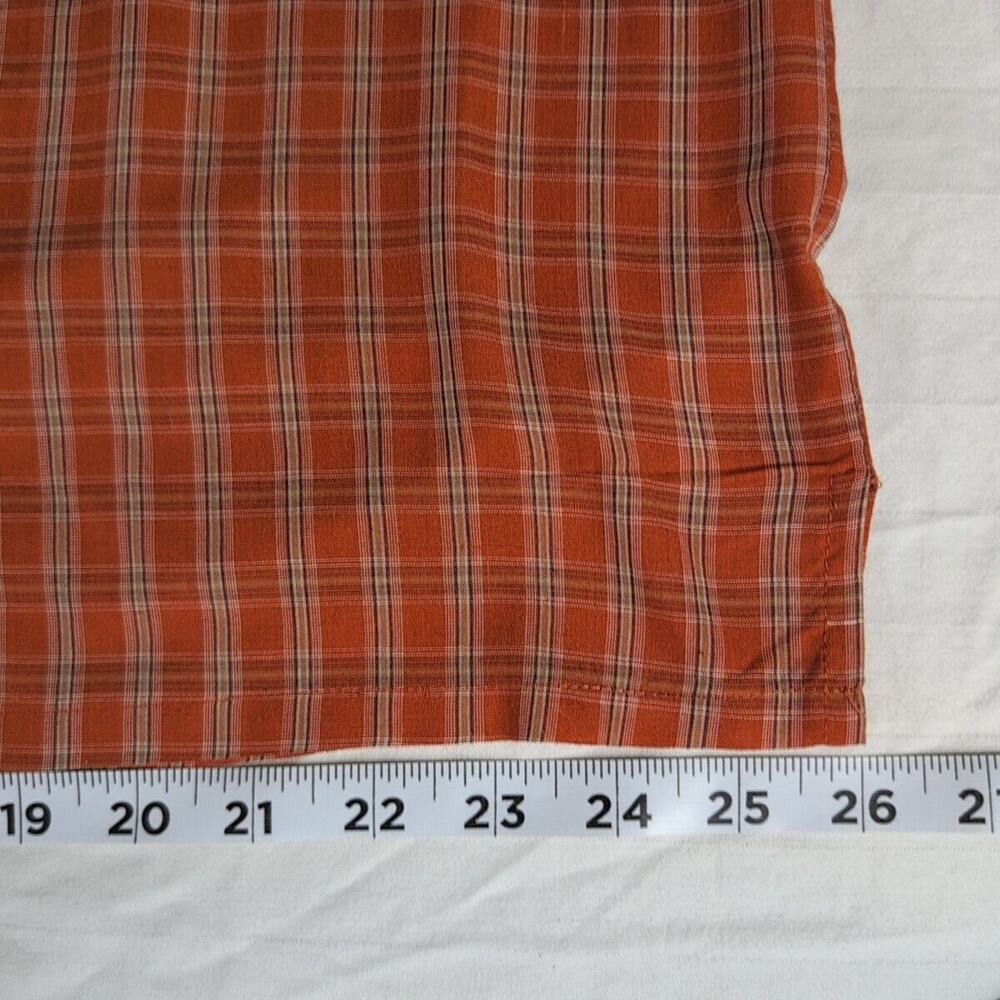 HABAND Men's Button Up Shirt Red Tartan Plaid Long Sleeve Western Classic Large - Picture 7 of 11